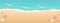 Vector cartoon horizontal background with gradient. Top view of the sunny beach by the sea or ocean. Sunny landscape