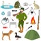 Vector cartoon hunter hunting equipment wildfowl