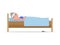 Vector cartoon ill old woman in bed with influenza