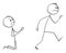 Vector Cartoon Illustration of Angry Customer or Worker Walking Away and Kneeling Man Begging Him to Don`t Leave