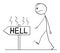 Vector Cartoon Illustration of Angry Man or Businessman Walking on the Path to Hell