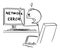 Vector Cartoon Illustration of Angry Man or Businessman Working on Computer and Watching Network Error Message on the