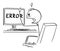 Vector Cartoon Illustration of Angry Man or Businessman Working on Computer and Watching Network or Program Error