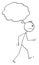 Vector Cartoon Illustration of Angry Man Walking Away With Empty Thought Bubble or Balloon For Your Text