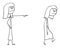 Vector Cartoon Illustration of Angry Woman or Female Boss Expelling Another Woman, Forcing Her to Leave