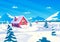 Vector cartoon illustration of a beautiful snow