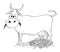 Vector Cartoon Illustration of Cash Cow Giving or Milking Money