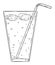 Vector Cartoon Illustration of Cold Lemonade or Drink With Straw and Ice