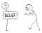 Vector Cartoon Illustration of Confident Person Facing Angry Aggressive Violent Man With Belief Sign in His Hands