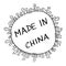 Vector Cartoon Illustration of Coronavirus Covid-19 or Virus With Made in China Text, Referring to Its Origin in Wuhan