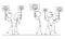 Vector Cartoon Illustration of Crowd of People Walking on the Street Holding Signs With Brain Image to Show Their