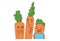 Vector Cartoon Illustration Of Cute Carrots