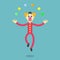 Vector cartoon illustration of a dancing clown