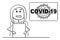 Vector Cartoon Illustration of Female Newscaster or Newsreader in Television Studio Talking About Coronavirus COVID-19