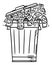 Vector Cartoon Illustration of Garbage Can or Dustbin Full of Cash Money Bills Thrown as Waste