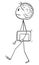 Vector Cartoon Illustration of Genius or Brilliant Man or Scientist with Big Brain is Walking With Book