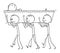 Vector Cartoon Illustration of Group of Men Carrying Coffin with Dead During Burial or Funeral Ceremony
