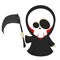 Vector cartoon illustration of Halloween death with scythe,grim reaper isolated