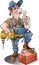 Vector cartoon illustration of a handyman