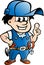 Vector Cartoon illustration of an happy Handyman giving Thumbs Up