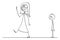 Vector Cartoon Illustration of Happy Smiling Woman Leaving Sad Man in Background