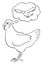 Vector Cartoon Illustration of Hen or Chicken Thinking or Dreaming About Flying Like Eagle