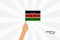 Vector cartoon illustration of human hands hold Kenya flag