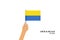 Vector cartoon illustration of human hands hold Ukranian flag