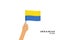 Vector cartoon illustration of human hands hold Ukranian flag