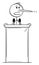 Vector Cartoon Illustration of Lying Politician with Long Nose Speaking Behind Lectern on Podium