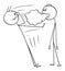 Vector Cartoon Illustration of Man with Bad Breath, Bad Smell Is Coming From His Mouth