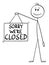 Vector Cartoon Illustration of Man or Businessman Holding Sorry We Are Closed Hanging Sign