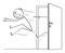 Vector Cartoon Illustration of Man or Businessman Kicked Out of the Door