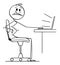 Vector Cartoon Illustration of Man or Businessman or Office Worker Suffering Pain in Back While Working on Computer