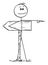 Vector Cartoon Illustration of Man or Businessman Pointing At Opposite Direction Than Road Sign. Different Way