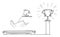 Vector Cartoon Illustration of Man or Businessman Running on the Treadmill for the Trophy. Concept of Hopeless Effort