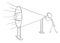 Vector Cartoon Illustration of Man or Businessman Screaming or Shouting in to Big Loudspeaker or Megaphone