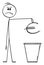 Vector Cartoon Illustration of Man or Businessman Throwing Euro Currency Symbol in Trash or Waste Bin or Dustbin or