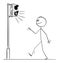 Vector Cartoon Illustration of Man or Pedestrian Walking on Crossing Because Green Light on Street Traffic Light is On