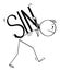 Vector Cartoon Illustration of Man or Sinner Carrying His Heavy Sin on Back