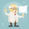 Vector cartoon illustration old funny scientist character wearing glasses and lab coat
