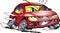 Vector Cartoon illustration of a red Sports Car Mascot racing in full speed