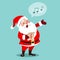Vector cartoon illustration of Santa Claus singing Christmas car