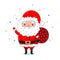 Vector cartoon illustration of Santa Claus smiling and wishing Merry Christmas.