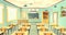 Vector cartoon illustration of school classroom