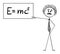 Vector Cartoon Illustration of Scientist or Physicist Pointing at Sign with E Equals mc2 Equation of Special