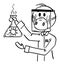 Vector Cartoon Illustration of Scientist Wearing Face Mask and Shield Working with Coronavirus COVID-19 Biological