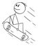 Vector Cartoon Illustration of Skateboarder, Skater, Man or Boy Doing Trick or Skateboarding on Skateboard