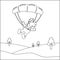 Vector cartoon illustration of skydiving with litlle dinosaur with cartoon style Childish design for kids activity colouring book