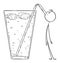 Vector Cartoon Illustration of Small Stick Man Drinking Cold Lemonade or Drink With Straw
